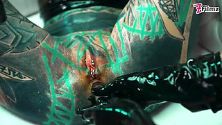 Latex Lesbian Sex: Anuskatzz & Lisa Rocketcock Anal Toy Fuck