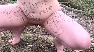 Outdoor Body Writing and Pissing Humiliation