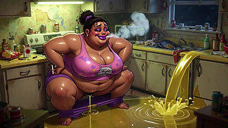 Very Pregnant BBW Smoking While Peeing - Big Belly & Dripping Pussy