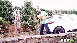 Chubby Big-Butt MILF Ruby Cattrall Bounces Bald Black Studs Thick Cock in Brutal Doggy