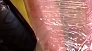 Plastic Wrapped Slut Gaping Wide Through Shiny Film