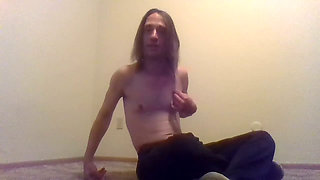 Topless Transgirl Brushing Her Own Hair