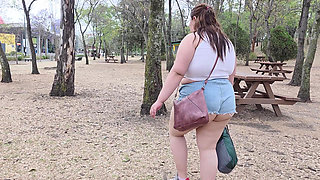 (censored/cut - No People Around) I Love Walking Around in Public with Cum on My Face and Showing off My Huge Ass