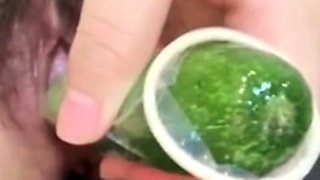 Chinese Girl Masturbate With Cucumber