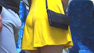 Sensed Inwards Bus! Stranger BLOWS A LOAD Rock-hard While She Stroke His Long Bone