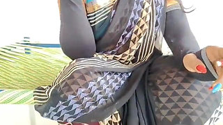 Back Saree with Pink Panty Me Hot Sexy Bhabhi Ki Chudai