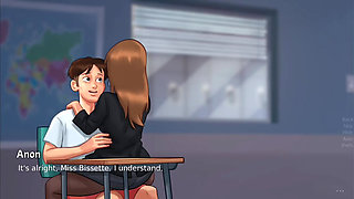 Miss bissette teaches Anon French kiss - summer time saga gameplay