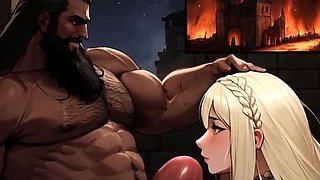 Busty Medieval Maiden Takes Huge Black Cock - Interracial Hentai Creampie