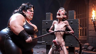 CBT Humiliation - BBW Mistress Whipping Locked Slave Cock
