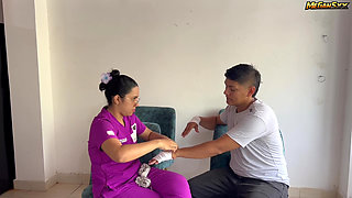 BIG ASS NURSE FUCKS HER PATIENT WHEN THE DOCTOR LEAVES.