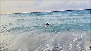 Monika Fox - In Bikini And Naked Walks On Beach And Swims In Ocean In Public