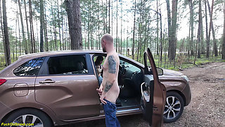 Teen Surprised While Masturbating in the Car