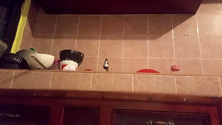 Stepmom Walks Around the Kitchen in a Thong