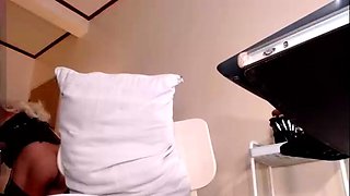 Tranny with Big Tits Jerking Off her Big Cock