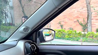 Busty Latin brunette is ready to pay for a taxi ride with public sex.