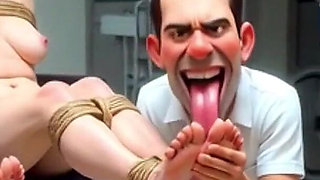 Pathetic Men Licking Wrinkled Feet of Elderly Women