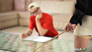 Punished by granny! Skinny 60 you Jacy Fucks Student