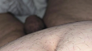 Step mom hand hold tight step son big dick in erection for her husband