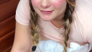 Horny Stepsister Wears Short Pajamas to Make Insinuations and Let Herself Be Fucked Hard Until I Cum on Her Ass