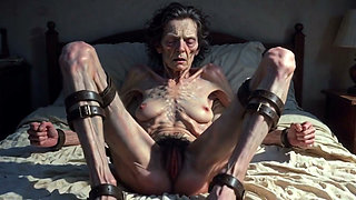 85yo Granny Tied up - Big Open Hairy Pussy Begging for Cum Inside
