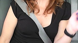 Busty amateur Milf outdoor action with cum in mouth