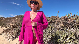 Pink Transparent Robe - Beach Tits Tease & Ass Worship