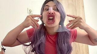 Silly Face Fetish and Squirting Milk Onto a Glass Table