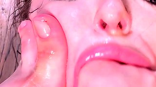 Hot brunette foot fetish play