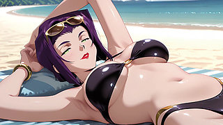 Faye Valentine Sunbathing Turns Into Beach Sex. Faye Valentine Hentai Cosplay