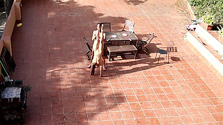 Couple Playing and Fucking in the Courtyard, Outside