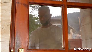 OldNanny - Blonde Mature Yoga Nanny Deepthroats Tattooed Stud