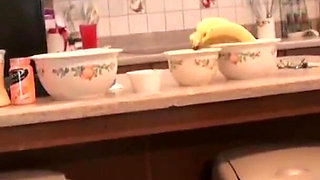 BBW stepmom seduces stepson in the kitchen