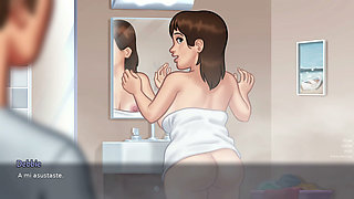 A perverted stepmom keeps jumping on her tenant's huge penis until it dries up - summertime saga +18
