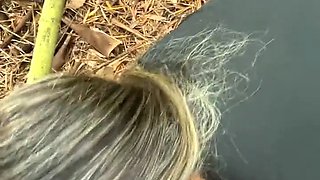 Freshly sweaty runner girl fucks stranger on the road