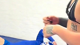 Cocky Guy Gets Wrestled and Carried by Hot Muscle Babe