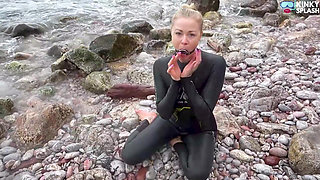 Neoprene Kink Wet and Gagged in the Sea