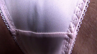 You Can See the Shape of Her Pussy Clearly! Slippery Pussy Juice See-through Masturbation Through Thin Panties 8