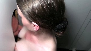 Big titted glory hole blowjob slut fucks and loves facial