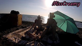 French Teacher Risky Masturbation Caught on Crowded Beach Helps Squirt Extreme Cumshot