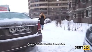Debt4k. nice lady rose horny buys a huge tv