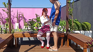Fucking the Innocent Redhead in the Garden