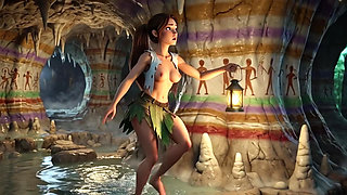 Lara Croft Discovers Amazon Treasure and Embraces Beautiful Blonde Ancestral Spirit in the Golden Caves
