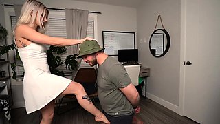 Old doctor checks young blonde girl Venus pussy