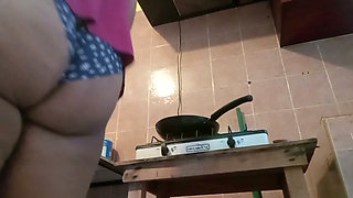Chubby Milf in Panties in the Kitchen