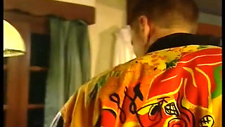 Blonde Babe Sucking Cock on Leather Couch