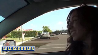 College rules - insane coeds submit a video with public flashing, car fellatios, and steamy wishes