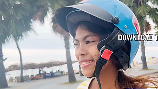 Cute Thai teen big dick in petite pussy