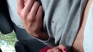 Asian MILF Gives a Handjob in a Car