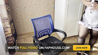 Young Maid with Big Tits Fingering Pussy While Talking