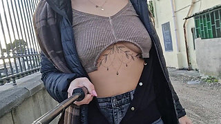 Changing Blouse and Walking with Boobs Out